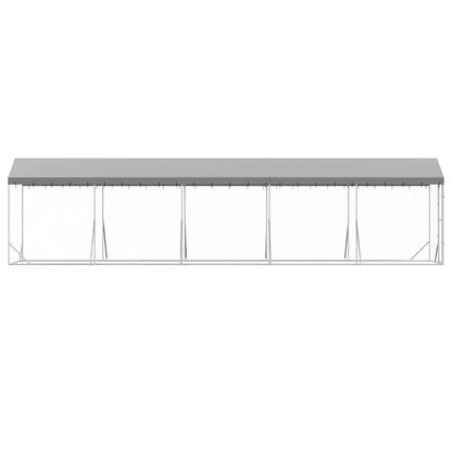 vidaXL Outdoor Dog Kennel with Roof Silver 2x10x2.5 m Galvanised Steel 5