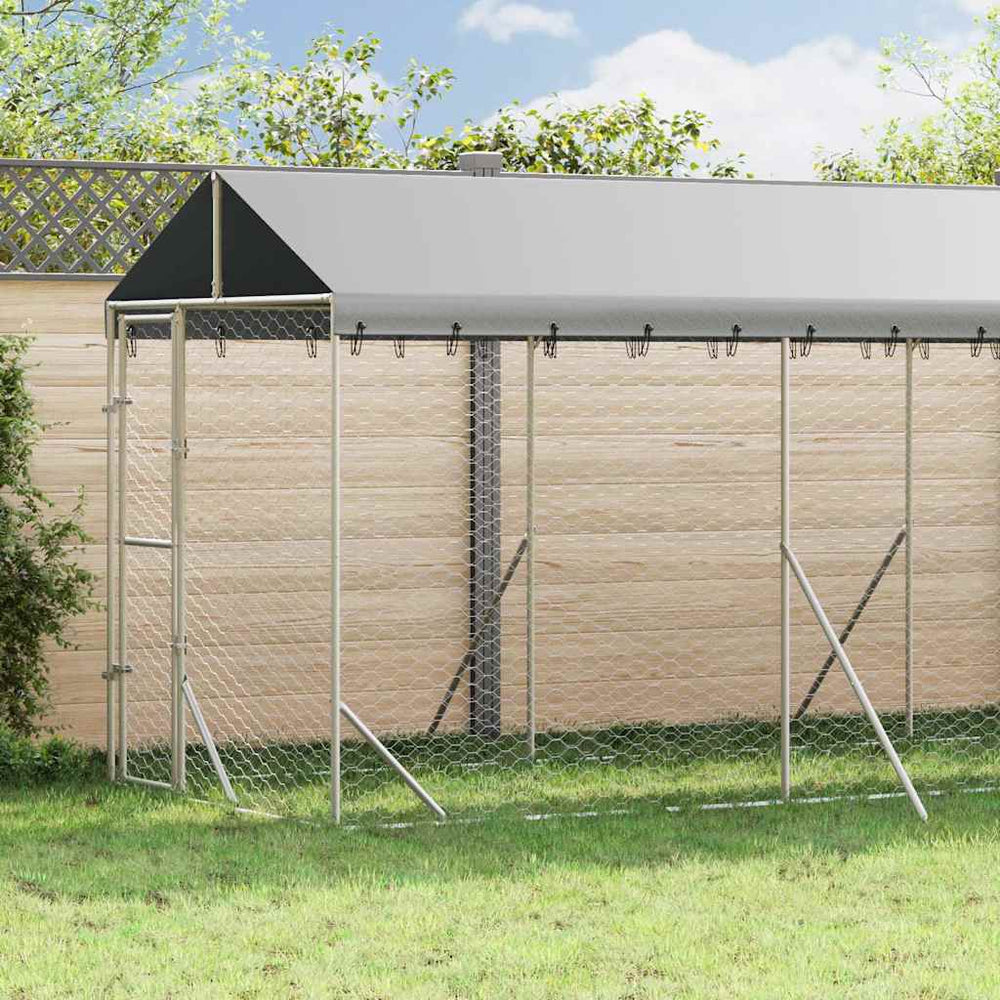vidaXL Outdoor Dog Kennel with Roof Silver 2x10x2.5 m Galvanised Steel