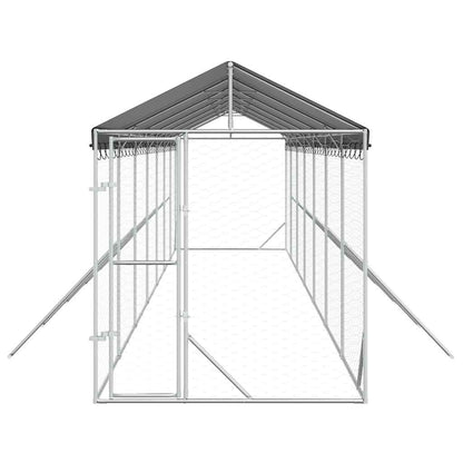 vidaXL Outdoor Dog Kennel with Roof Silver 2x14x2,5 m Galvanised Steel 4