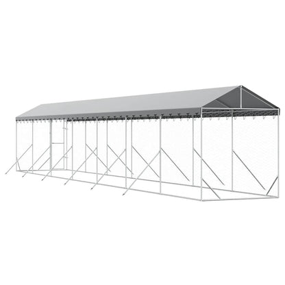 vidaXL Outdoor Dog Kennel with Roof Silver 2x14x2,5 m Galvanised Steel 6