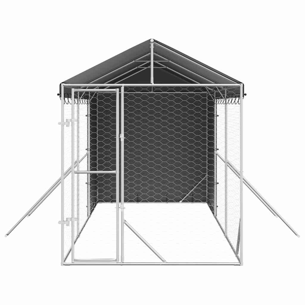vidaXL Outdoor Dog Kennel with Roof Silver 2x6x2.5 m Galvanised Steel 5
