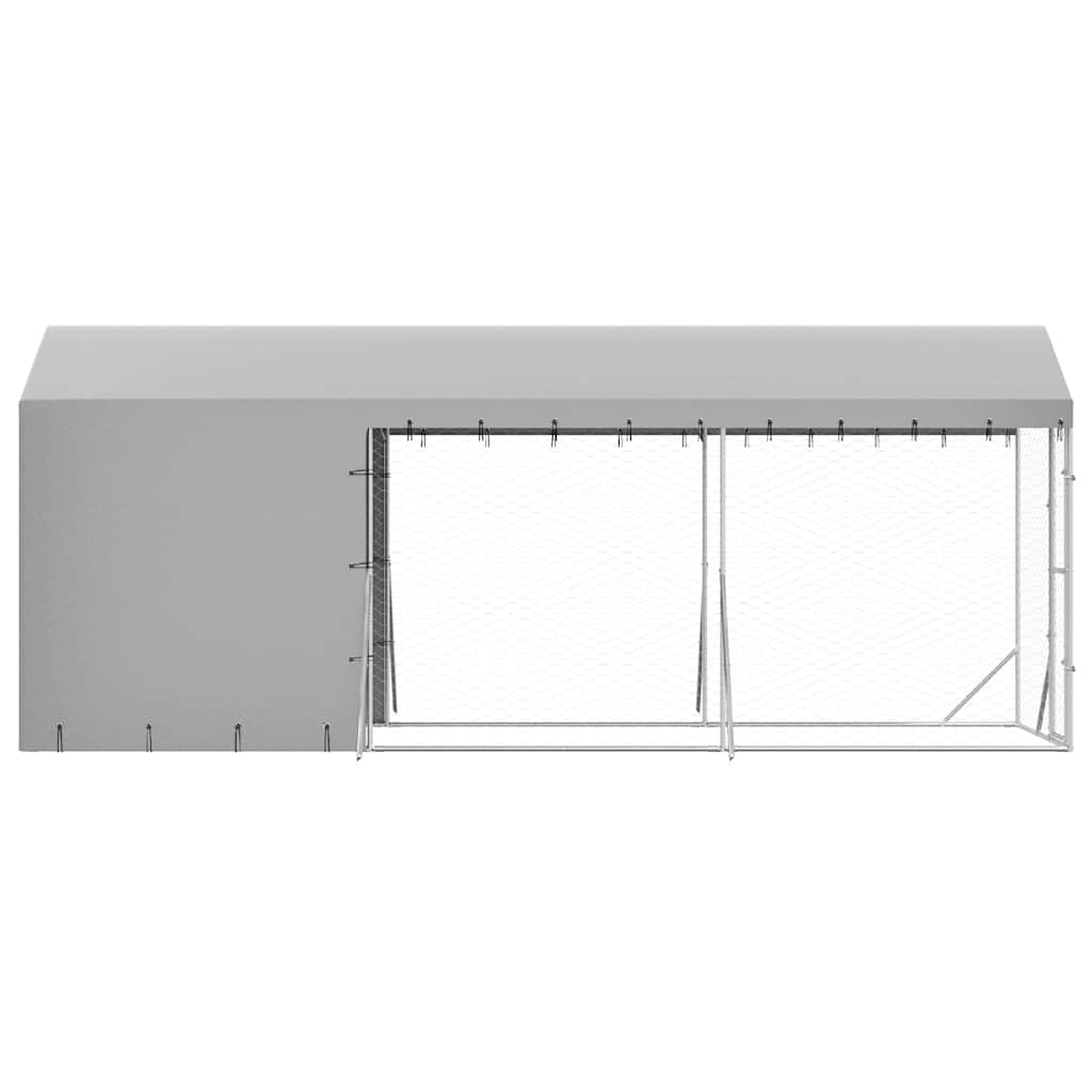 vidaXL Outdoor Dog Kennel with Roof Silver 2x6x2.5 m Galvanised Steel 6
