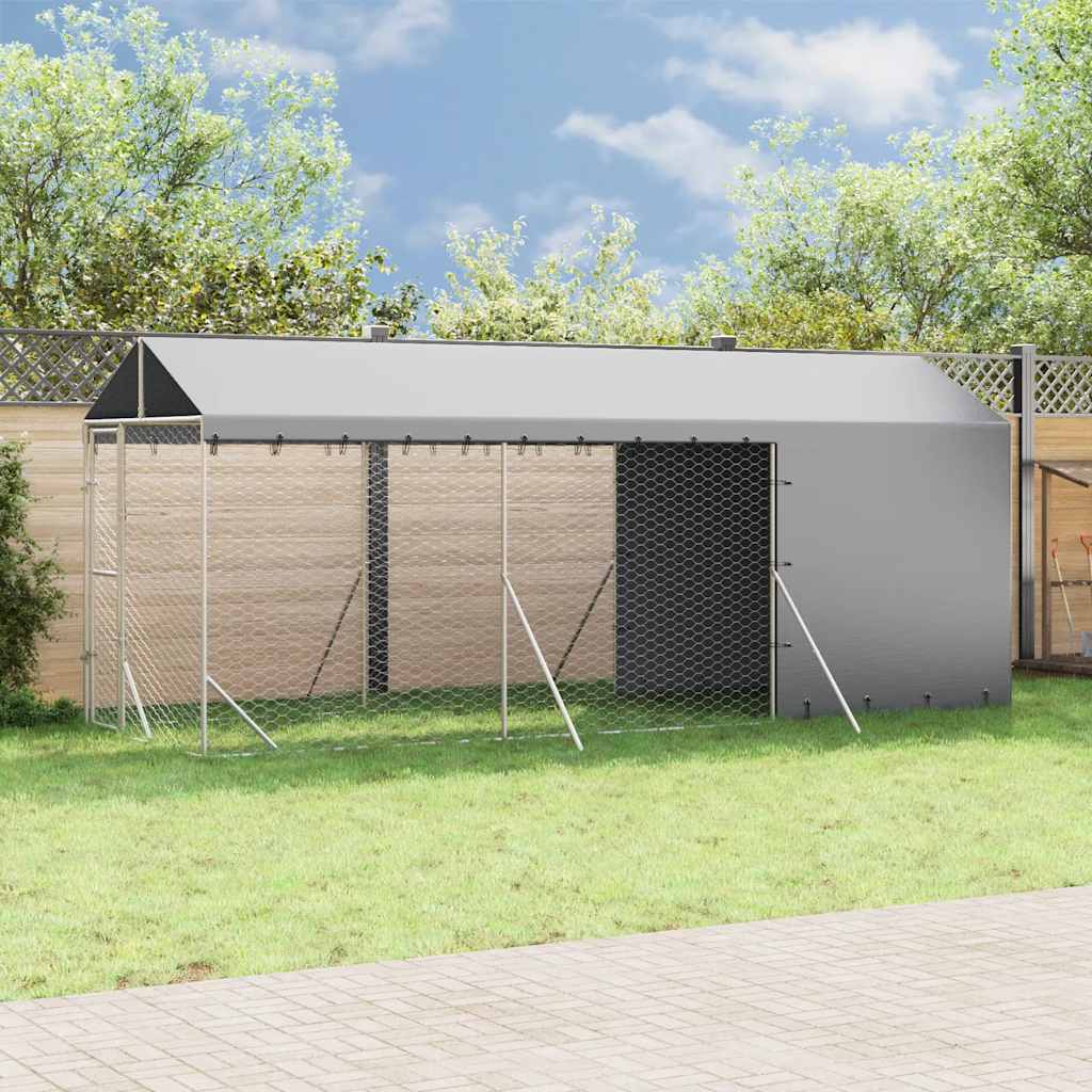 vidaXL Outdoor Dog Kennel with Roof Silver 2x6x2.5 m Galvanised Steel 1