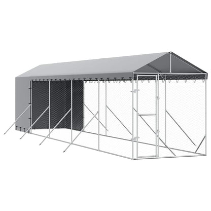 vidaXL Outdoor Dog Kennel with Roof Silver 2x10x2,5 m Galvanised Steel 2