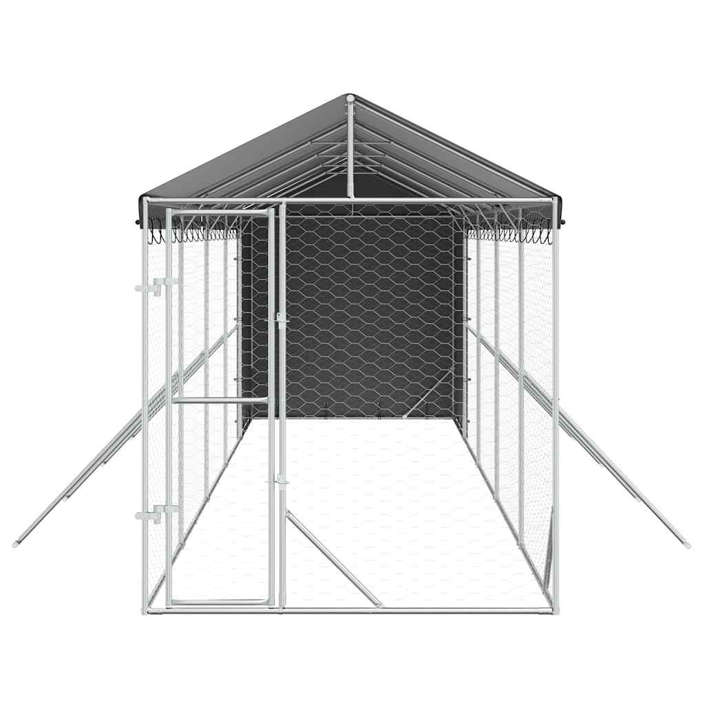 vidaXL Outdoor Dog Kennel with Roof Silver 2x10x2,5 m Galvanised Steel 5