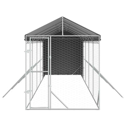 vidaXL Outdoor Dog Kennel with Roof Silver 2x10x2,5 m Galvanised Steel 5