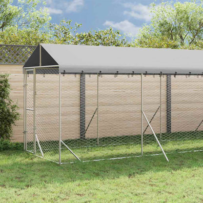 vidaXL Outdoor Dog Kennel with Roof Silver 2x10x2,5 m Galvanised Steel 1