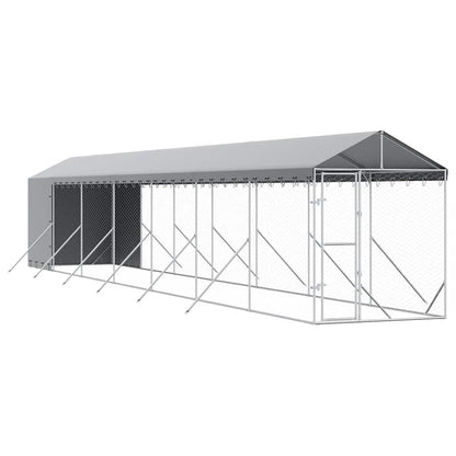 vidaXL Outdoor Dog Kennel with Roof Silver 2x14x2,5 m Galvanised Steel 2