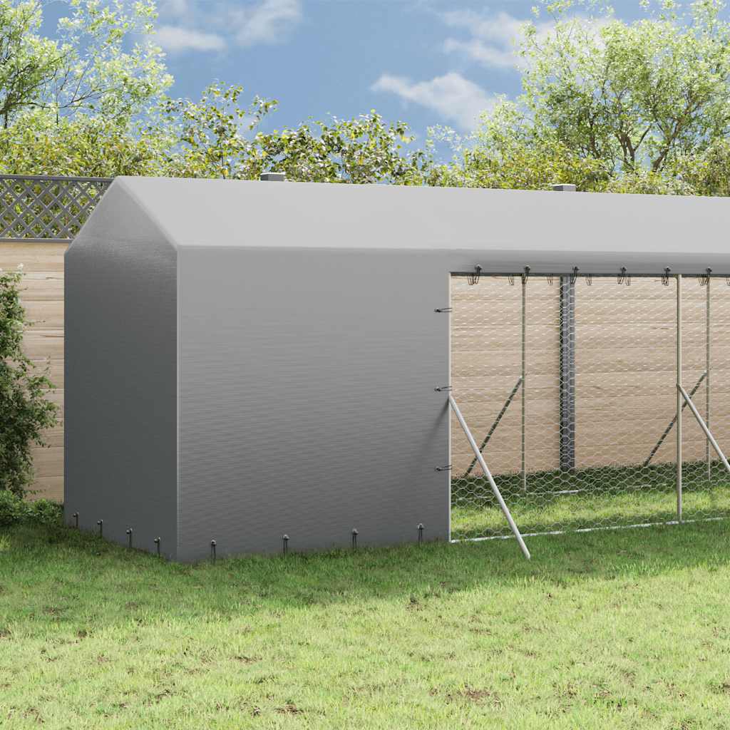 vidaXL Outdoor Dog Kennel with Roof Silver 2x14x2,5 m Galvanised Steel 3