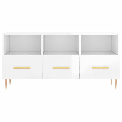 vidaXL TV Cabinet High Gloss White 102x36x50 cm Engineered Wood