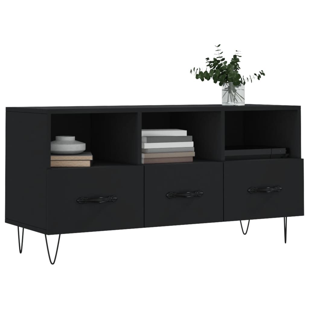 vidaXL TV Cabinet Black 102x36x50 cm Engineered Wood