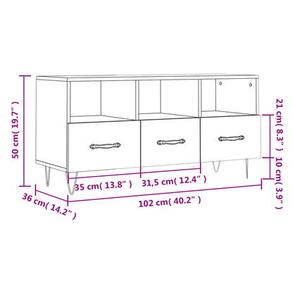 vidaXL TV Cabinet Black 102x36x50 cm Engineered Wood