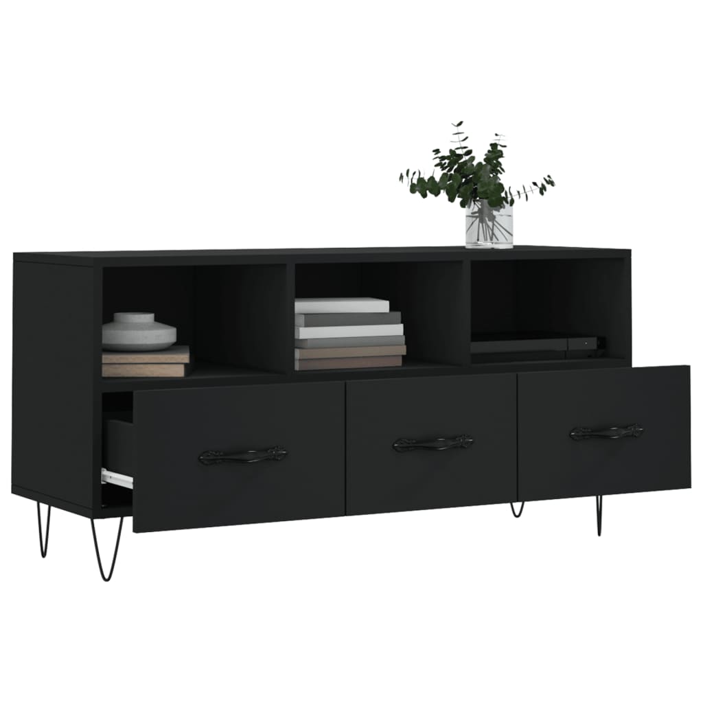 vidaXL TV Cabinet Black 102x36x50 cm Engineered Wood