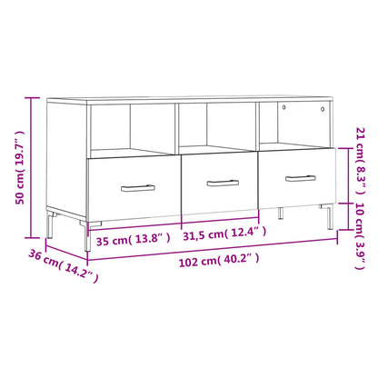 vidaXL TV Cabinet White 102x36x50 cm Engineered Wood