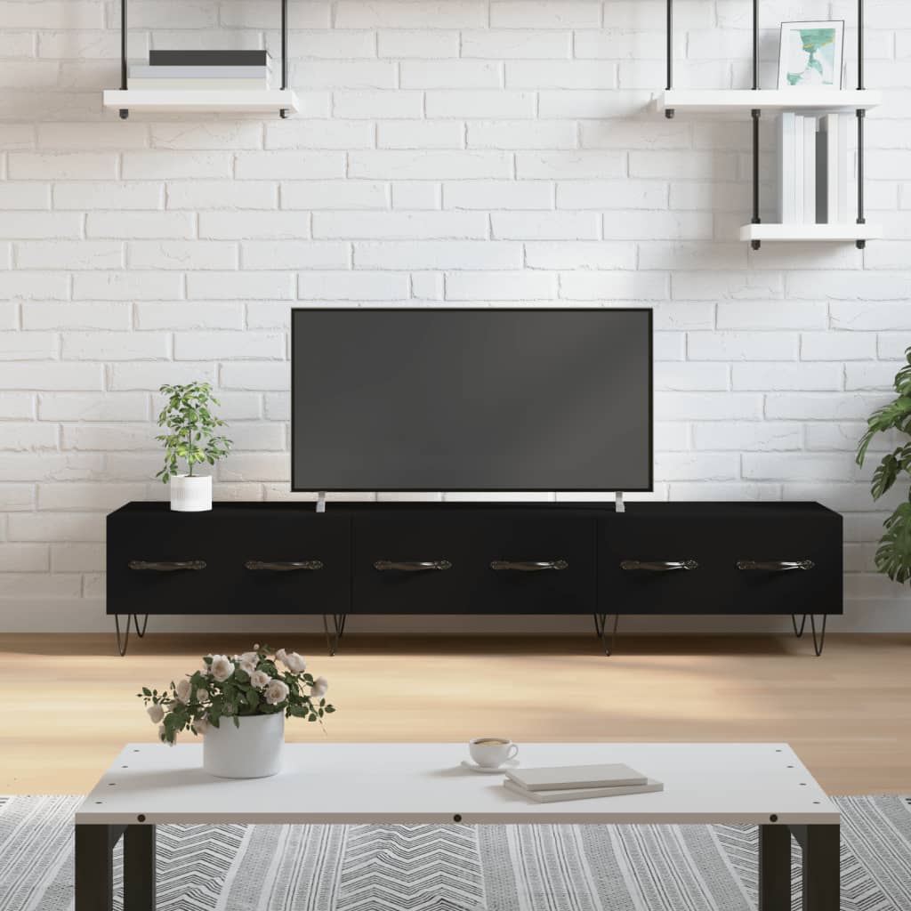 TV Cabinet 150x36x30 cm Engineered Wood Black