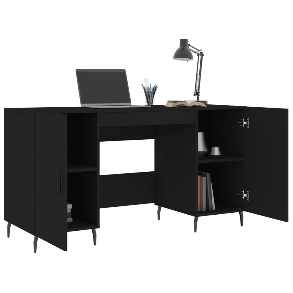 vidaXL Desk Black 140x50x75 cm Engineered Wood