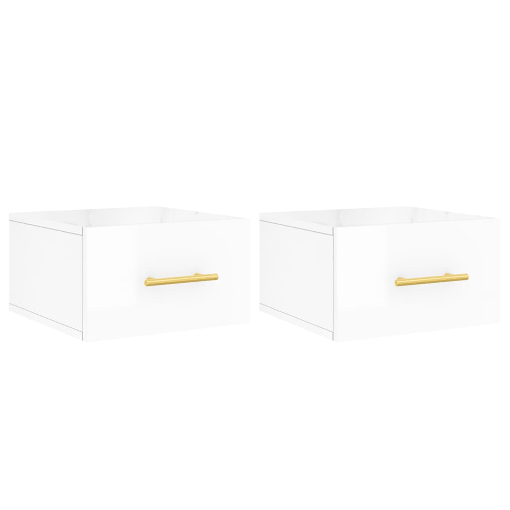 vidaXL Wall-mounted Bedside Cabinets 2 pcs High Gloss White 35x35x20 cm