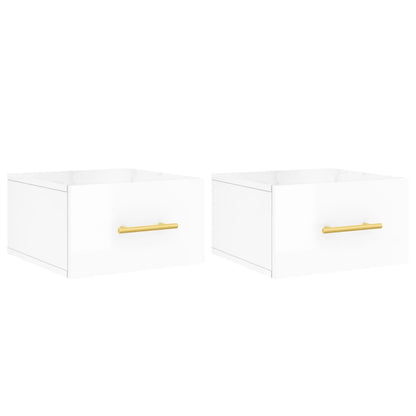 vidaXL Wall-mounted Bedside Cabinets 2 pcs High Gloss White 35x35x20 cm