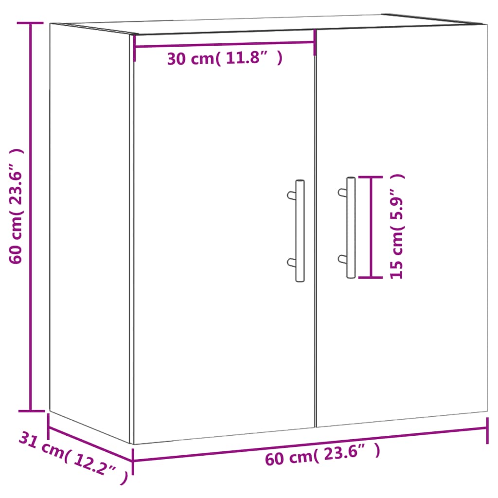 vidaXL Wall Cabinet Concrete Grey 60x31x60 cm Engineered Wood