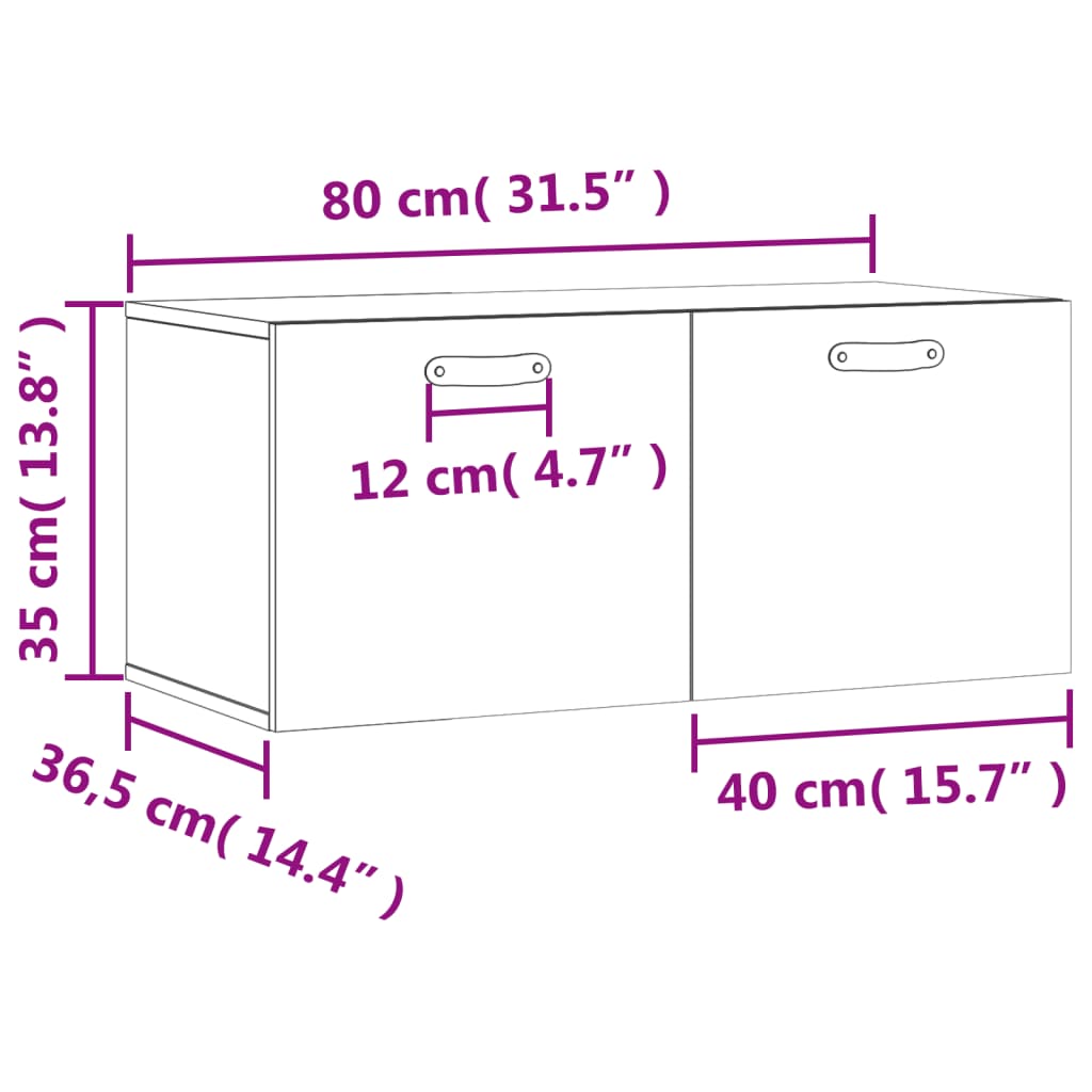 vidaXL Wall Cabinet High Gloss White 80x36.5x35 cm Engineered Wood