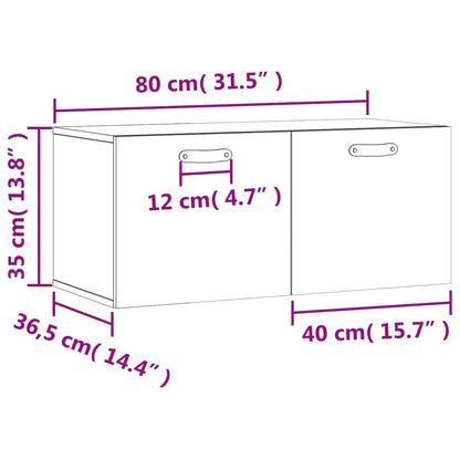 vidaXL Wall Cabinet High Gloss White 80x36.5x35 cm Engineered Wood