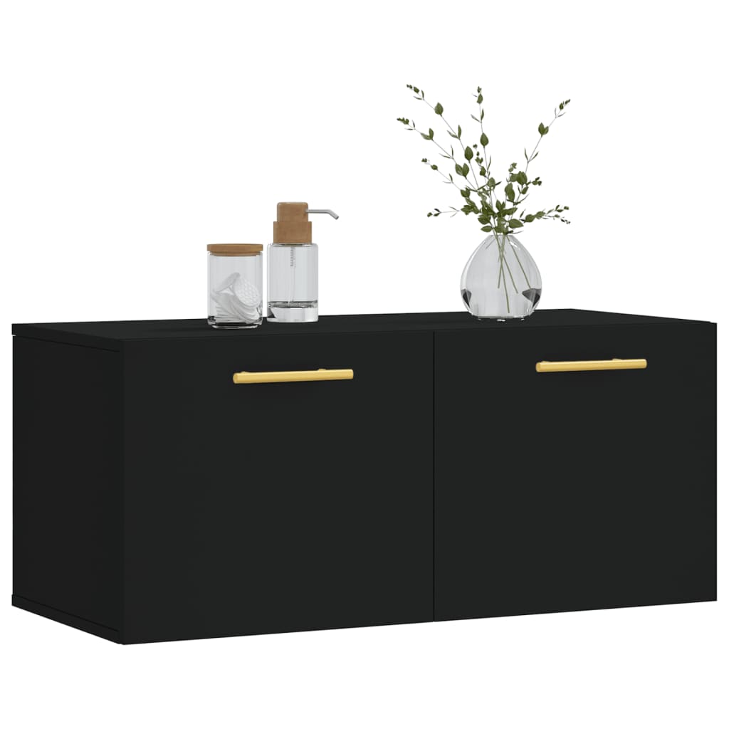 vidaXL Wall Cabinet Black 80x36.5x35 cm Engineered Wood