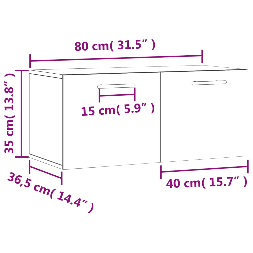 vidaXL Wall Cabinet Black 80x36.5x35 cm Engineered Wood