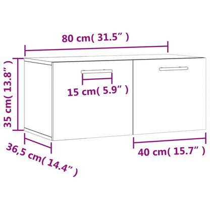 vidaXL Wall Cabinet Black 80x36.5x35 cm Engineered Wood