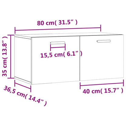 vidaXL Wall Cabinet Smoked Oak 80x36.5x35 cm Engineered Wood