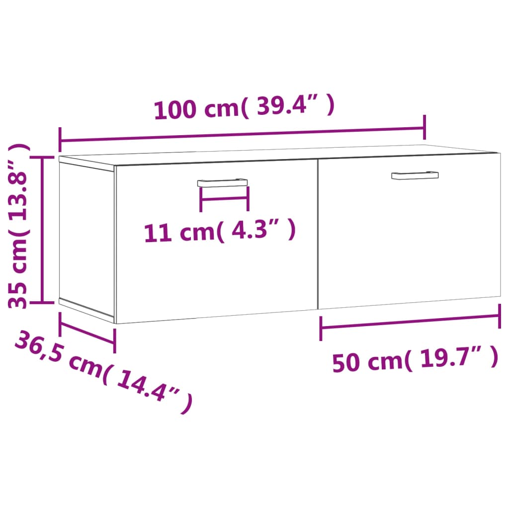 vidaXL Wall Cabinet White 100x36.5x35 cm Engineered Wood