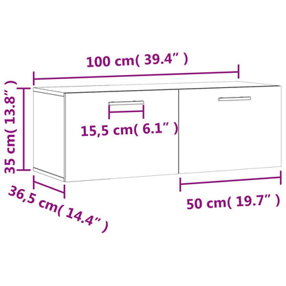 vidaXL Wall Cabinet High Gloss White 100x36.5x35 cm Engineered Wood