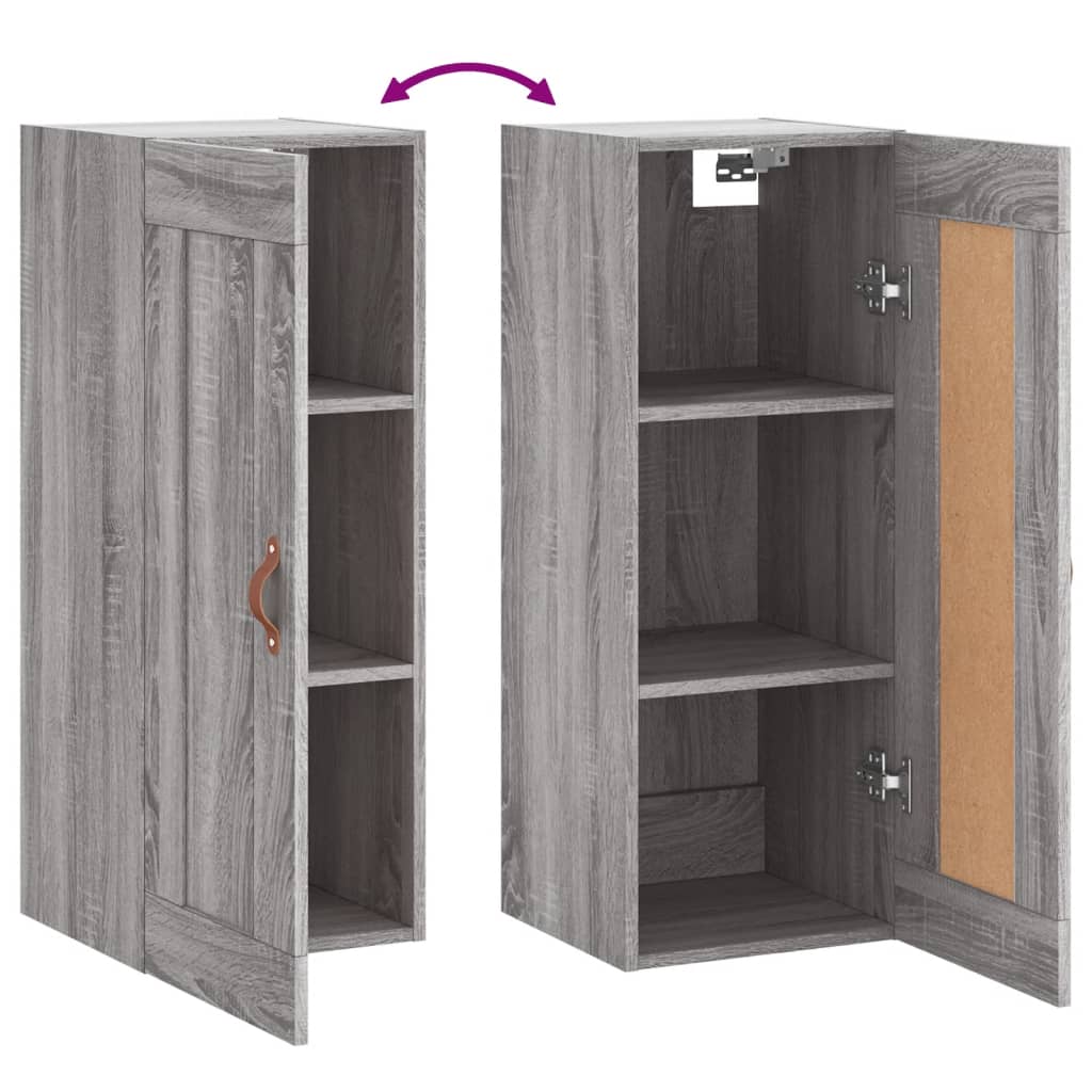 vidaXL Wall Mounted Cabinet Grey Sonoma 34.5x34x90 cm Engineered Wood