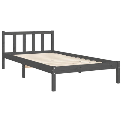 vidaXL Bed Frame with Headboard Grey 90x190 cm Single Solid Wood