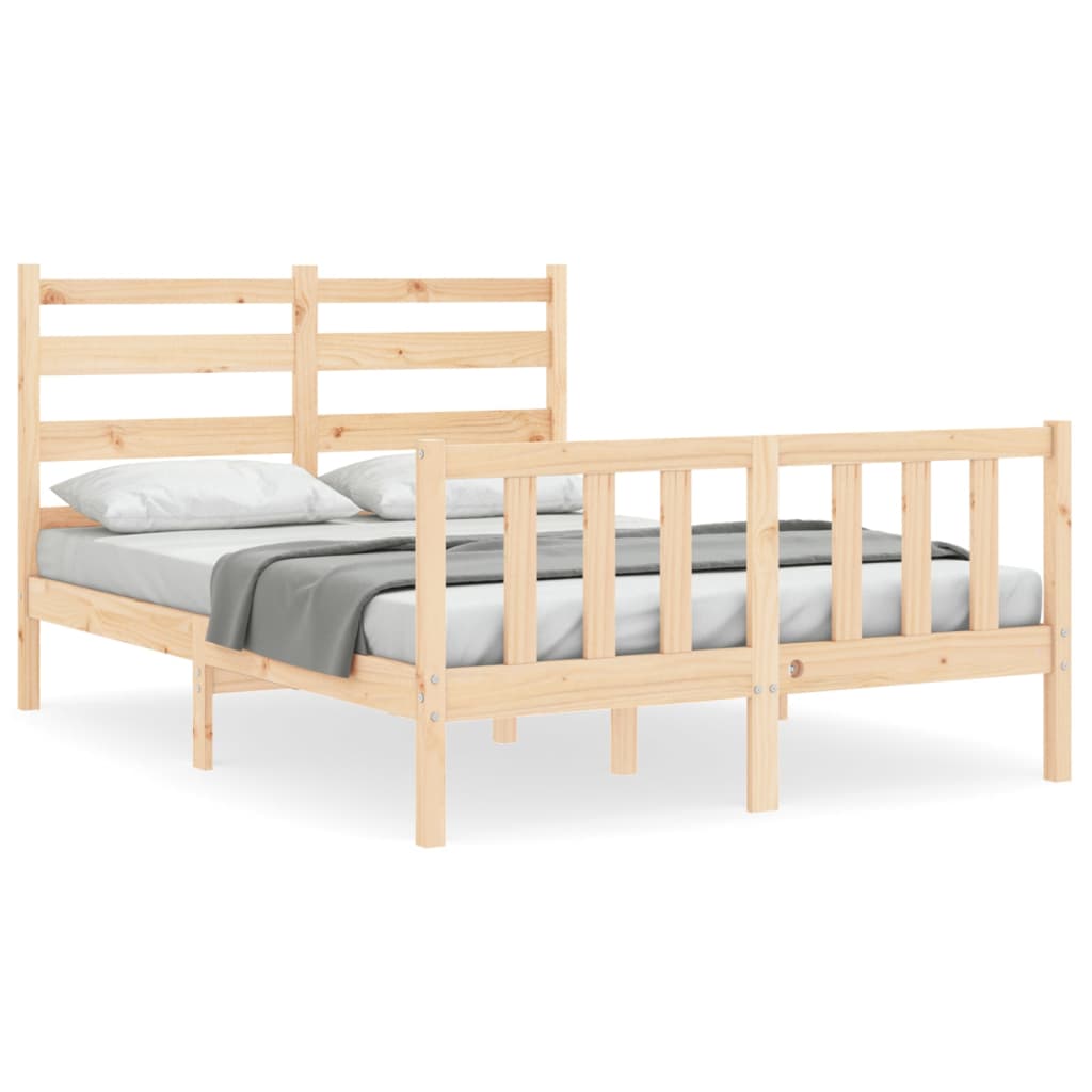 vidaXL Bed Frame with Headboard 140x190 cm Solid Wood