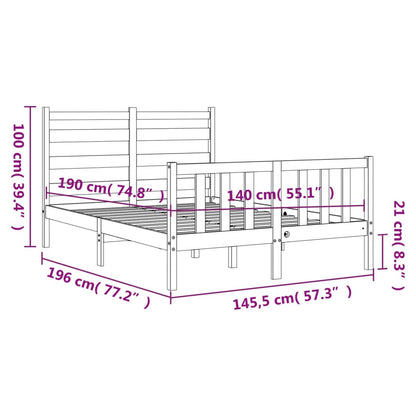 vidaXL Bed Frame with Headboard 140x190 cm Solid Wood