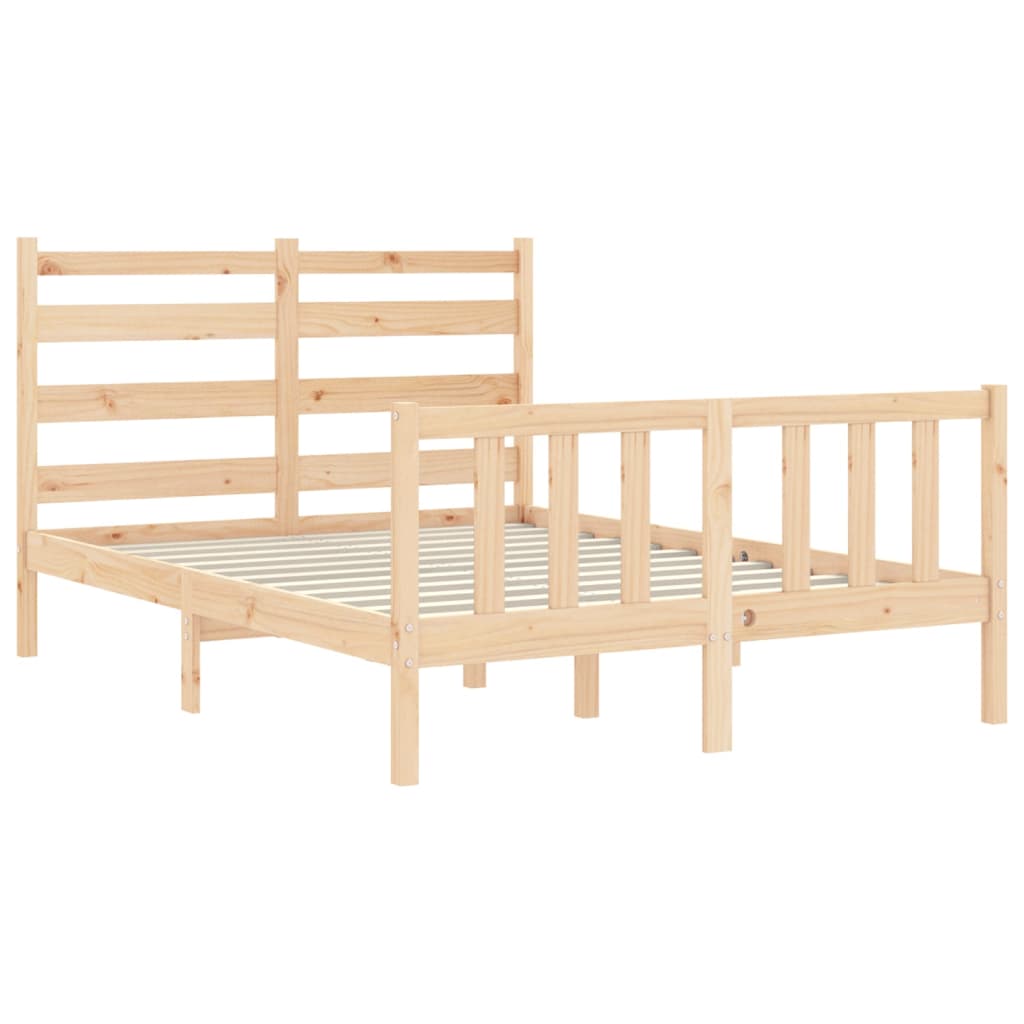 vidaXL Bed Frame with Headboard 140x190 cm Solid Wood