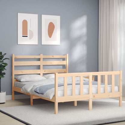 vidaXL Bed Frame with Headboard 140x190 cm Solid Wood