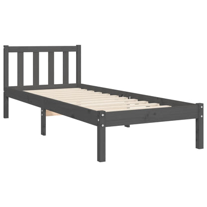 vidaXL Bed Frame with Headboard Grey Small Single Solid Wood