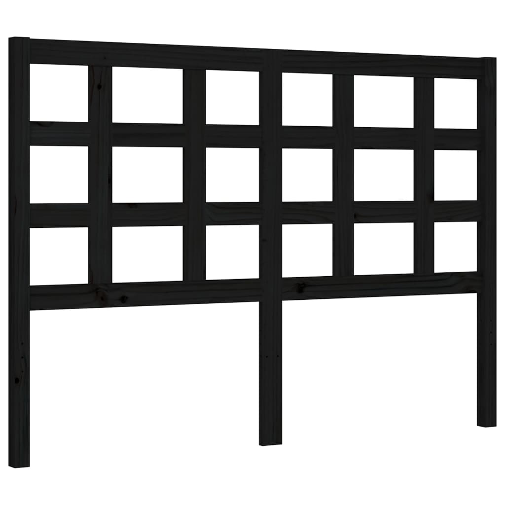 vidaXL Bed Frame with Headboard Black Double Solid Wood