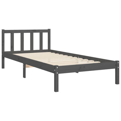 vidaXL Bed Frame with Headboard Grey 100x200 cm Solid Wood