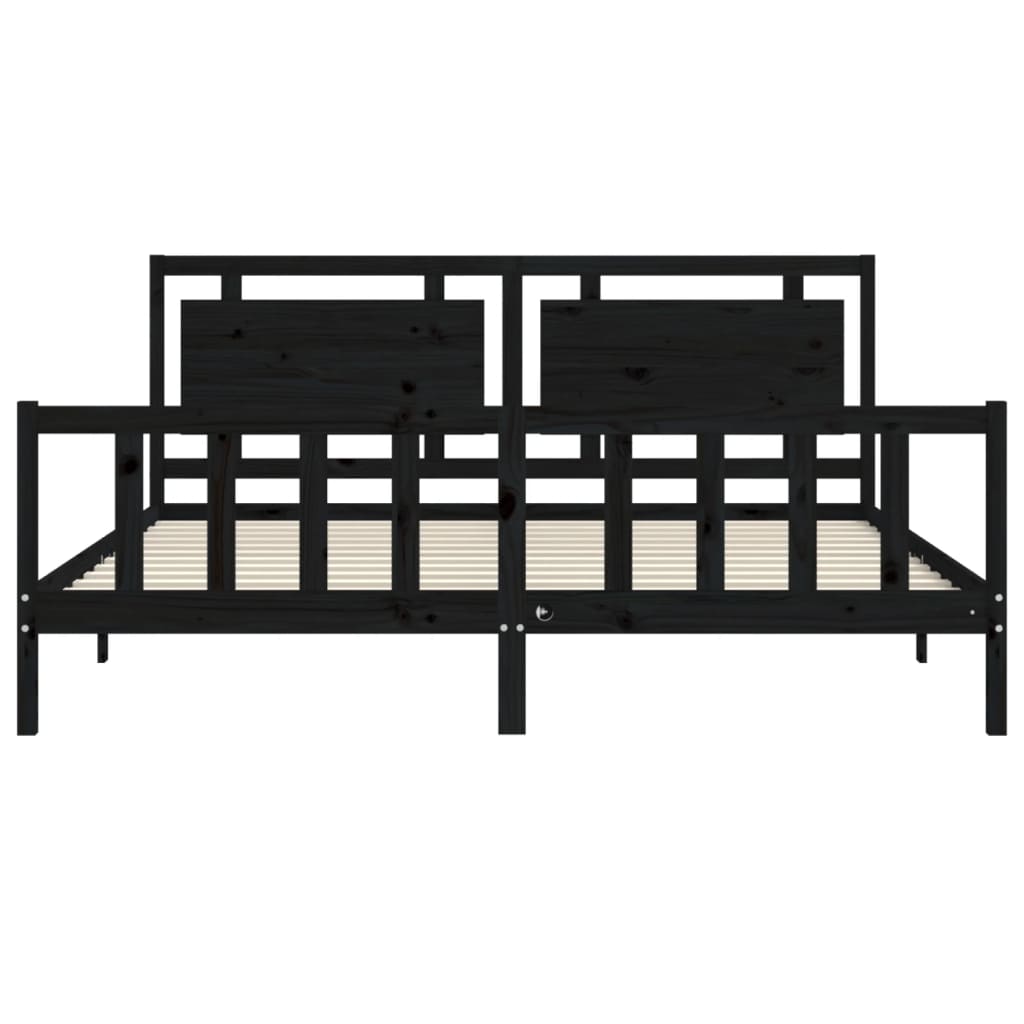 vidaXL Bed Frame with Headboard Black 180x200 cm Super King Solid Wood