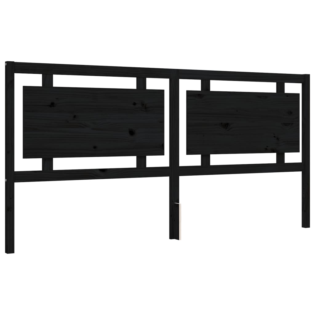 vidaXL Bed Frame with Headboard Black 180x200 cm Super King Solid Wood