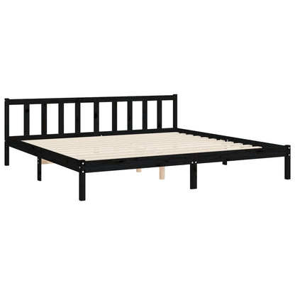 vidaXL Bed Frame with Headboard Black 180x200 cm Super King Solid Wood