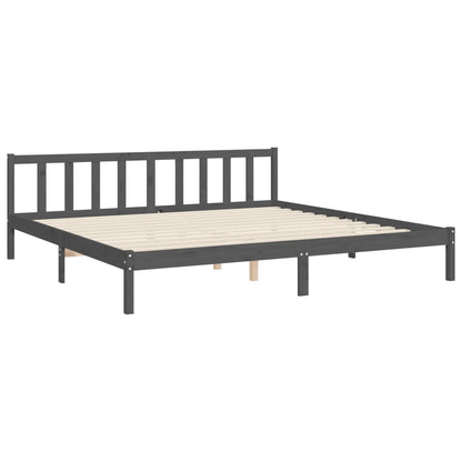 vidaXL Bed Frame with Headboard Grey 180x200 cm Super King Solid Wood