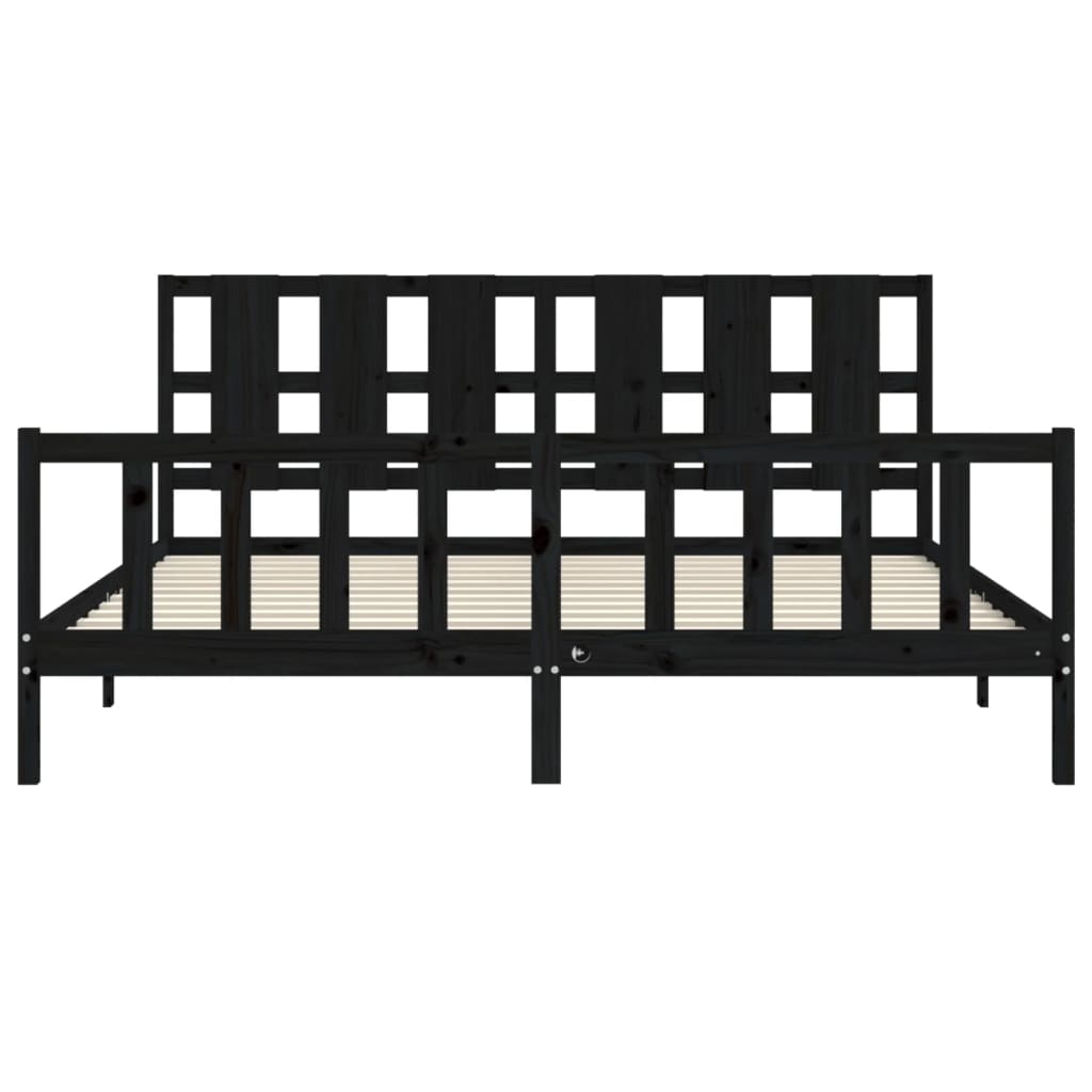 vidaXL Bed Frame with Headboard Black 200x200 cm Solid Wood