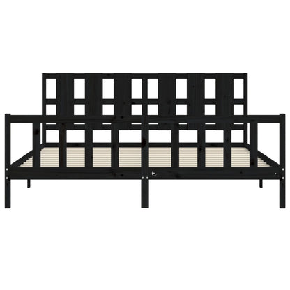 vidaXL Bed Frame with Headboard Black 200x200 cm Solid Wood