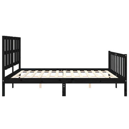 vidaXL Bed Frame with Headboard Black 200x200 cm Solid Wood