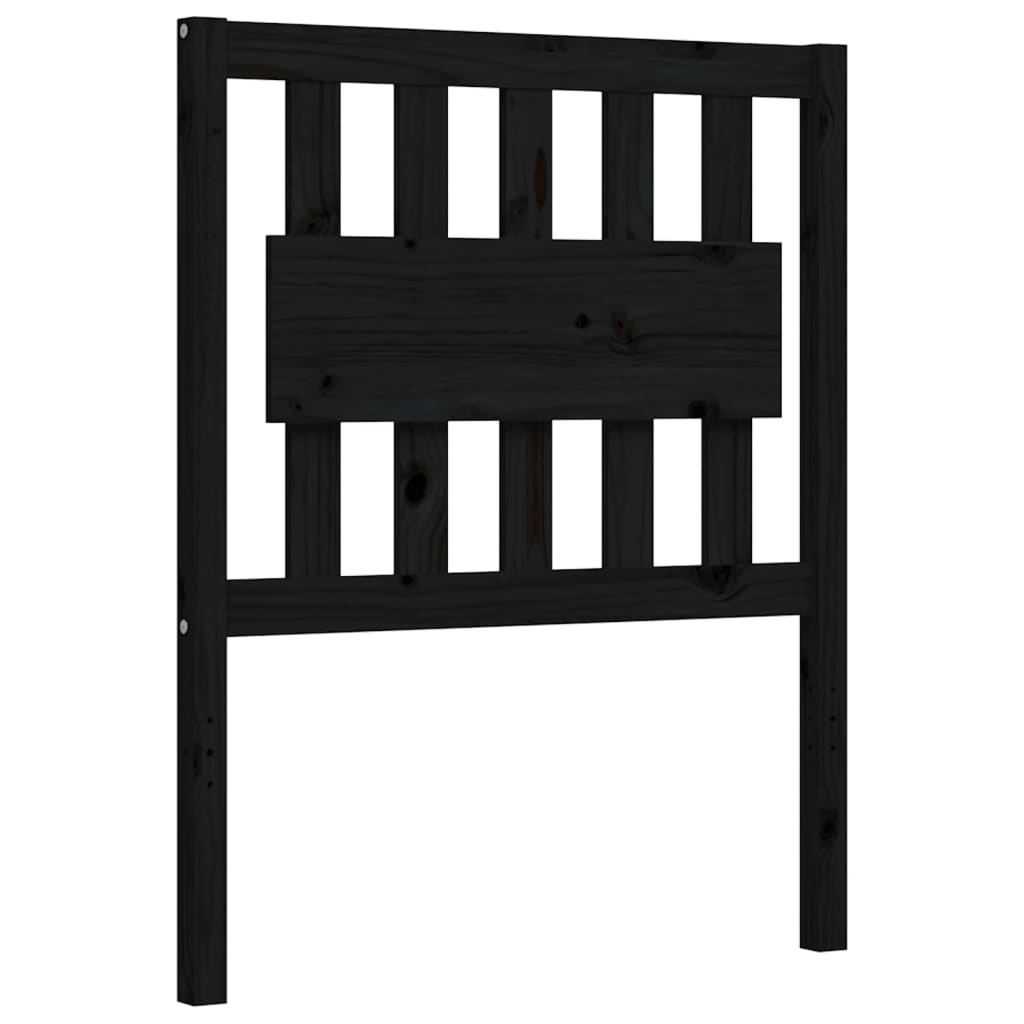 vidaXL Bed Frame with Headboard Black Small Single Solid Wood