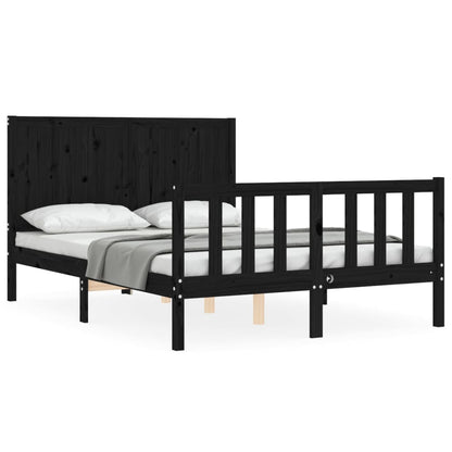 vidaXL Bed Frame with Headboard Black 120x200 cm Solid Wood