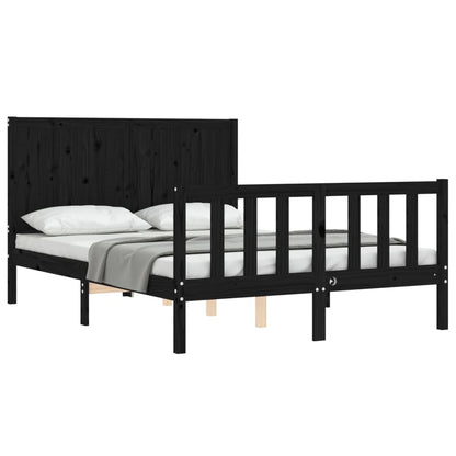 vidaXL Bed Frame with Headboard Black 120x200 cm Solid Wood